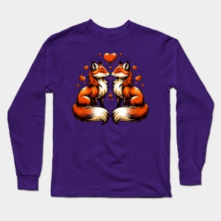 Foxes kissing Long Sleeve T-Shirt